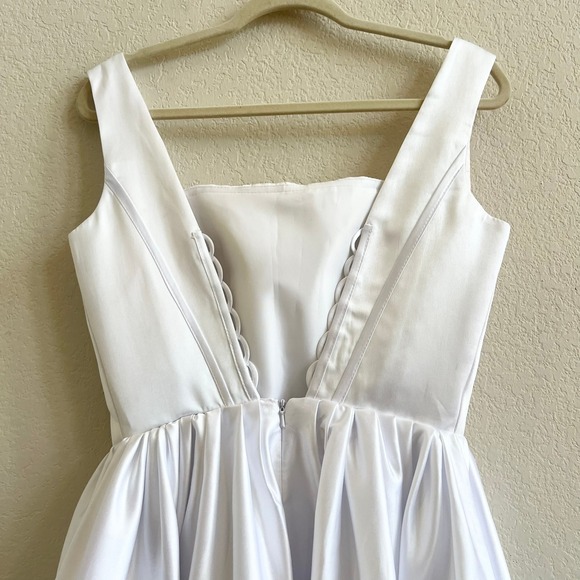 White Satin Corset Fit and Flare Mini Dress Bachelorette Party Bridal Graduation - Picture 11 of 13